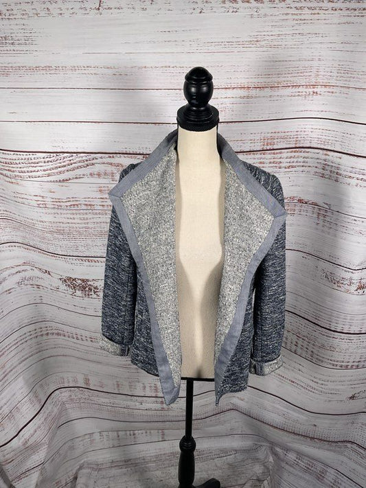 Vince Blue Draped Open Front Knit Cascade Cardigan Size S Cotton Blend