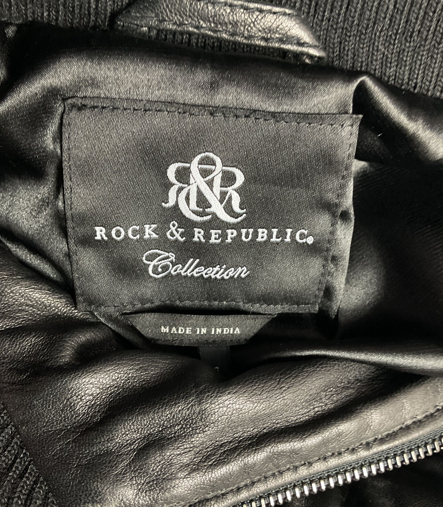 Rock & Republic Quilted Leather Bomber Jacket Black S