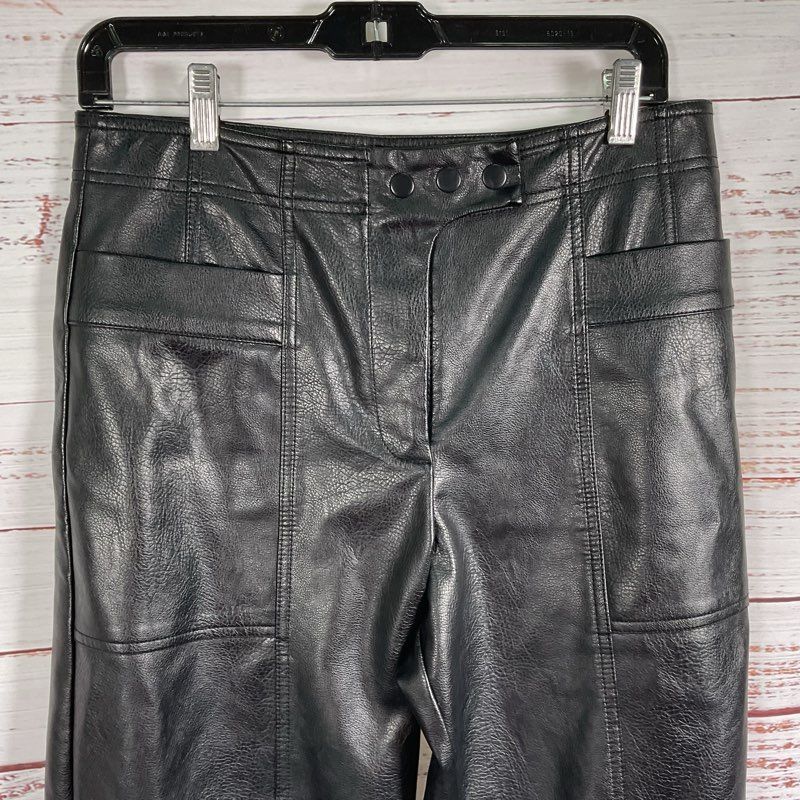 Maeve by Anthropologie Black Paneled Leather Wide Leg Pants - Size 4