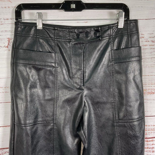 Maeve by Anthropologie Black Paneled Leather Wide Leg Pants - Size 4