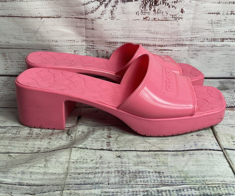 Coach Scarlett Rubber Sandals Pink 10