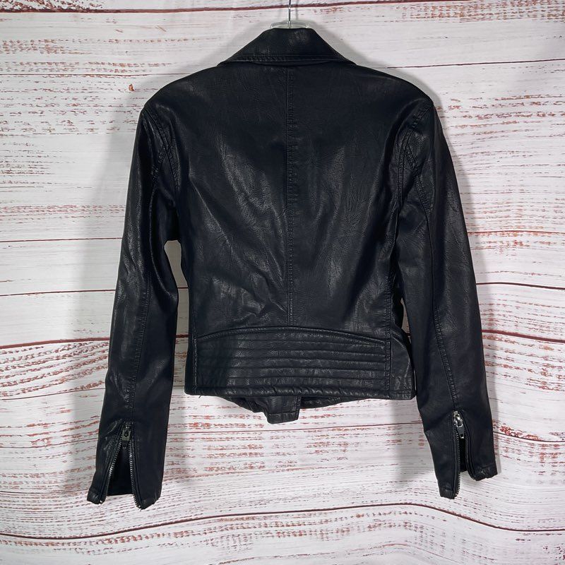 BlankNYC Black Vegan Leather Motorcycle Jacket - Size Small