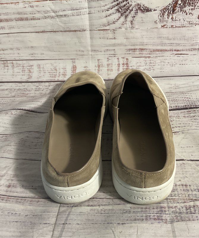Vince Women's Taupe Brown Suede Leather Slip On Verrell Mule Sneakers Size 6