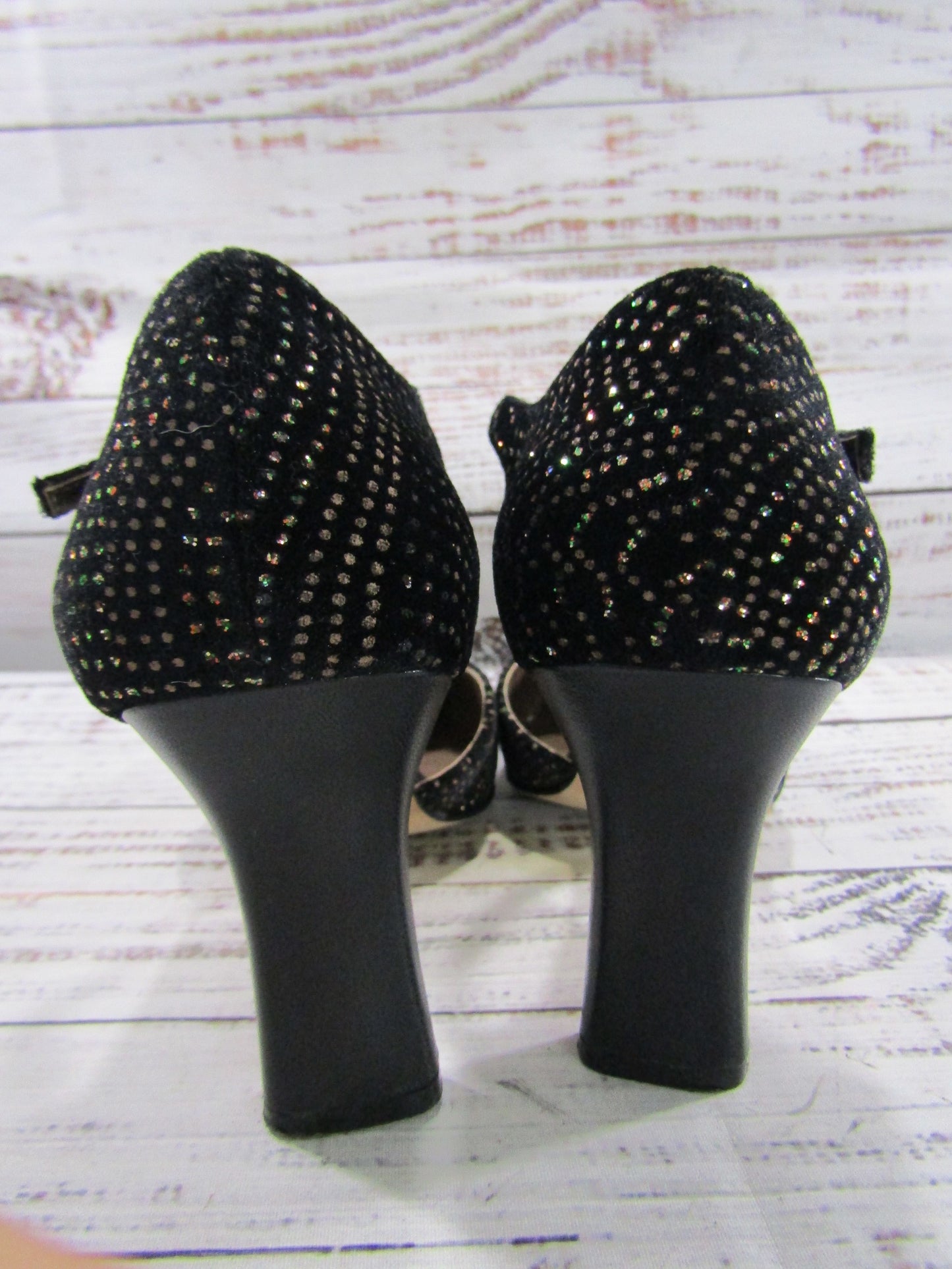 Monzo & Franco Tango Women's Black Ankle Strap Heel Size 7.5