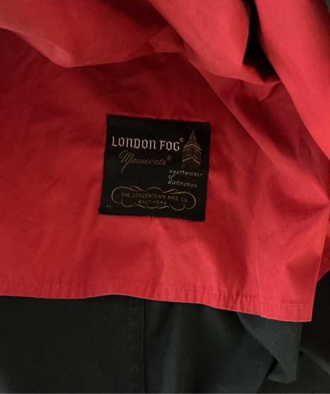 Men's London Fog Black Trench Coat Size 42 Short