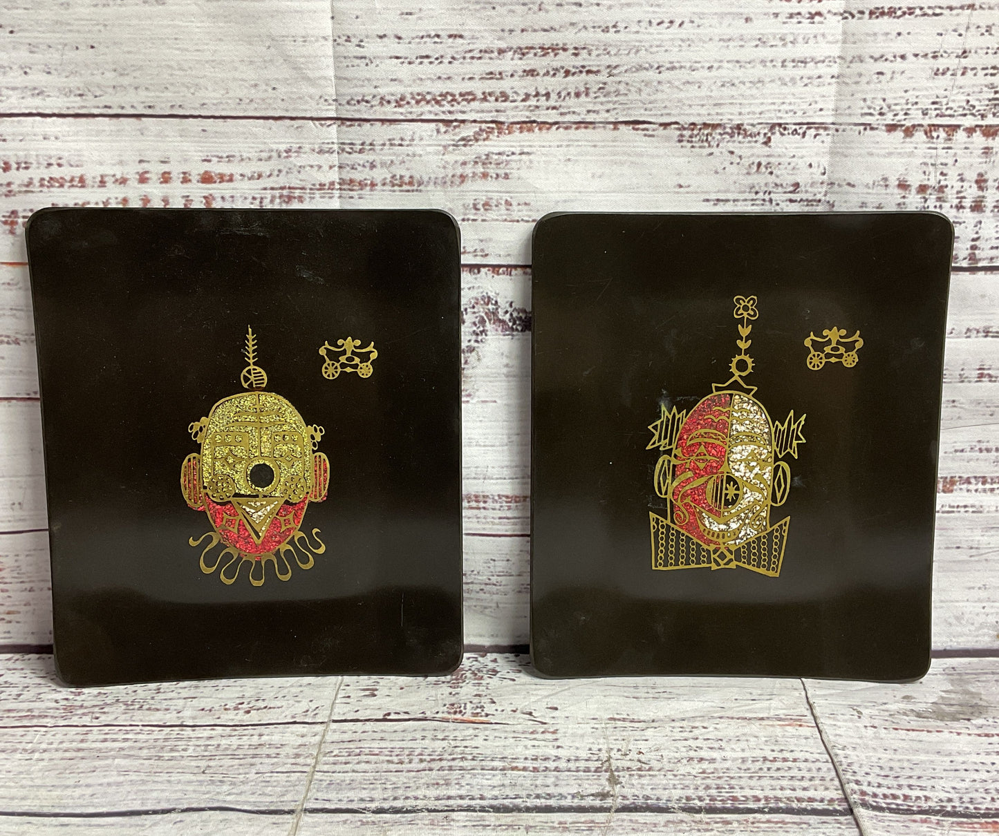 Couroc of Monterey Clown Circus Set of 3 Serving Trays Multicolor