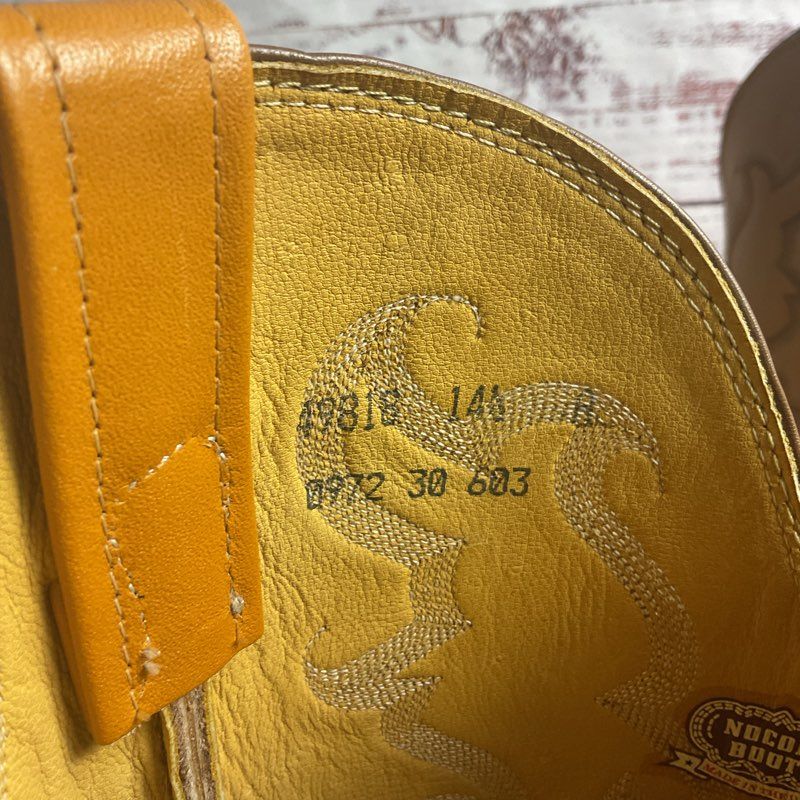 Nocona Buttercup Yellow Ostrich Leather Western Cowboy Boot Men's Size 14.5