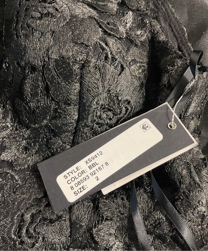 NEW Aqua Women's Black Lace Floral Top Long Gown Dress Size 2