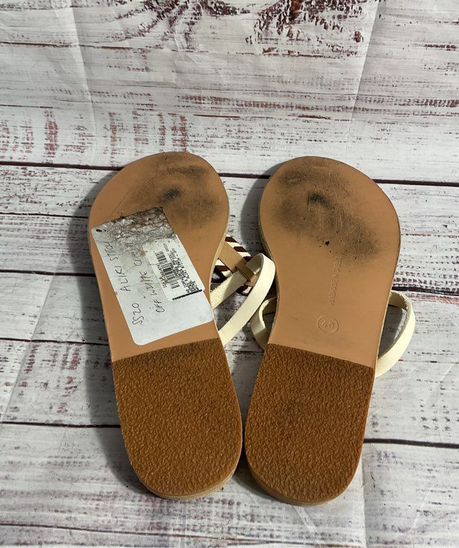 Ancient Greek Sandals Women's Brown Leather White Strap Sandals Size 40 EU 10 US