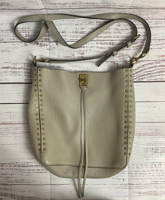 Rebecca Minkoff Pebbled Gray Leather Crossbody Bag with Tassel and Gromet Detail