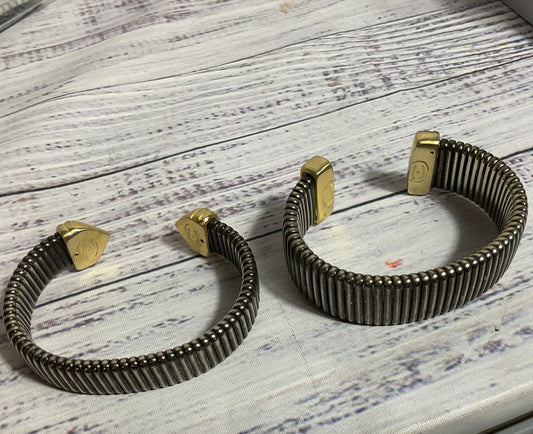 Set of 2 ROXANNE ASSOULIN Two Tone Cuff Bracelets- 6.5"