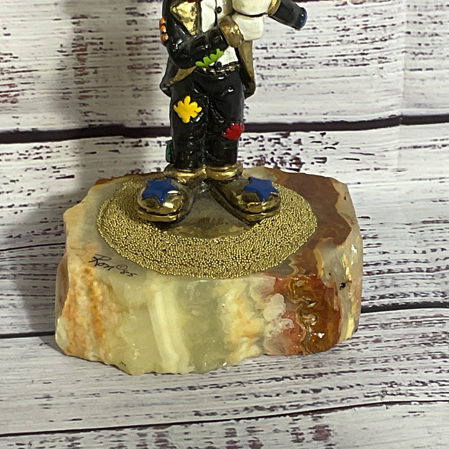 VTG. RON LEE 24k Gold Plated Clown with Balloons Sculpture 7"