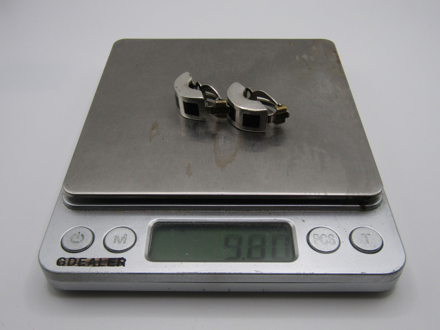 Sterling Silver Black Enamel Clip-On Earrings