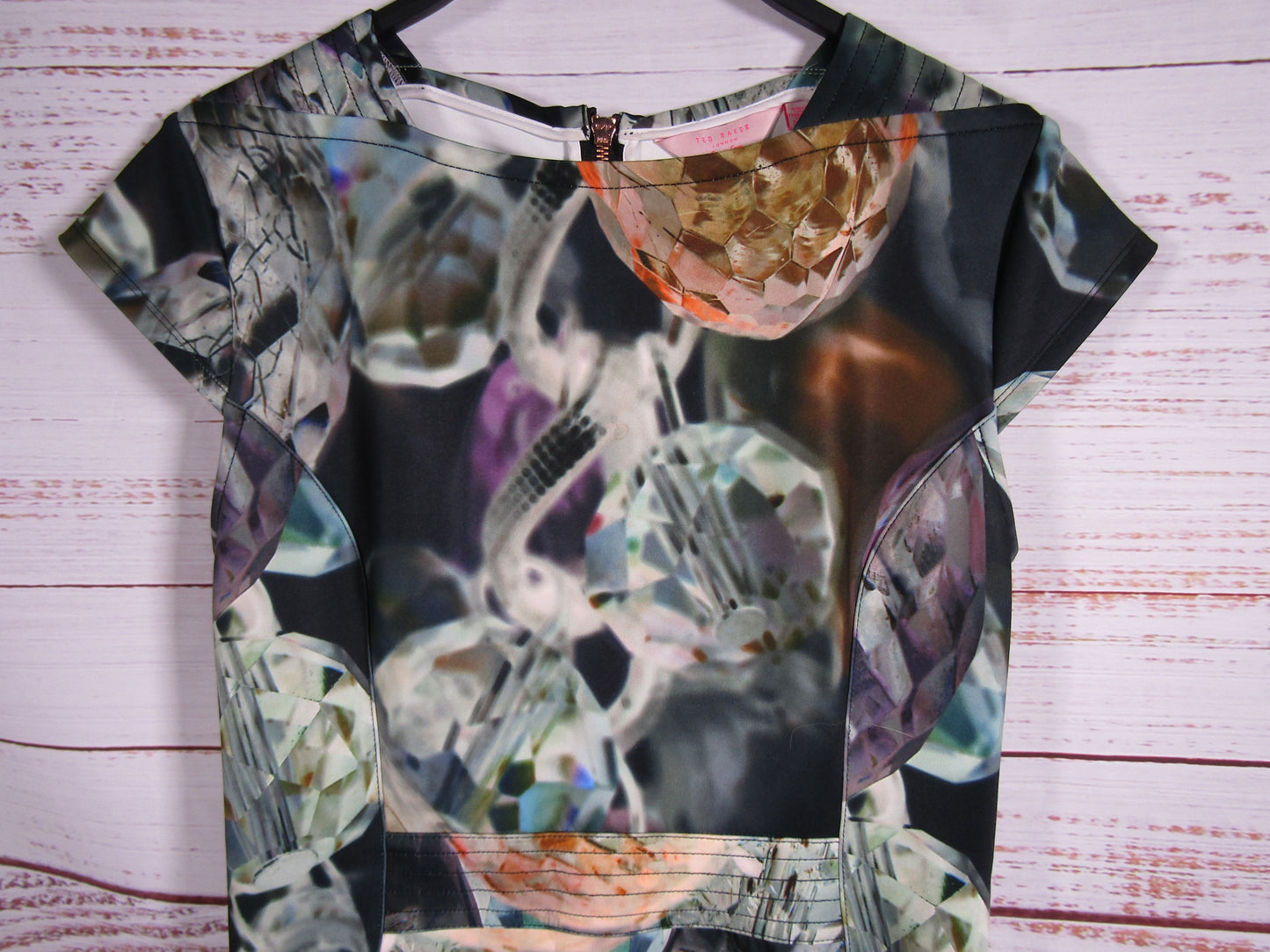 Ted Baker Ullia Women's Multi-Color Jewel Print Pleated Skater Dress Size 8