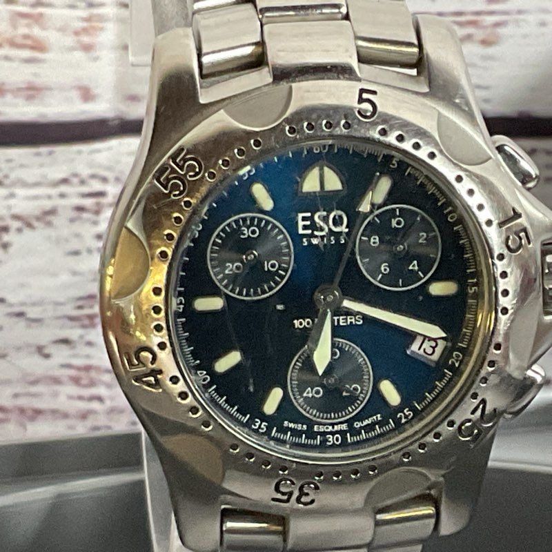 ESQ Swiss Quartz Stainless Steel Midnight Blue Dial Chronograph Men's Watch