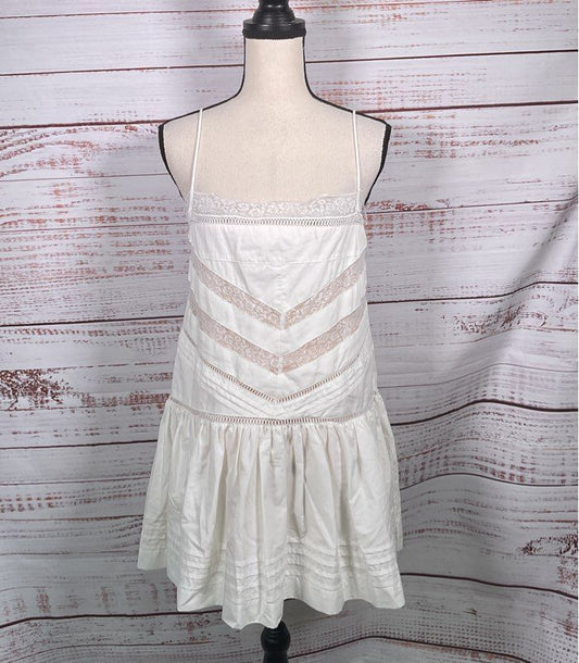 Maeve Sleeveless Square-Neck Lace Mix Mini Dress White S