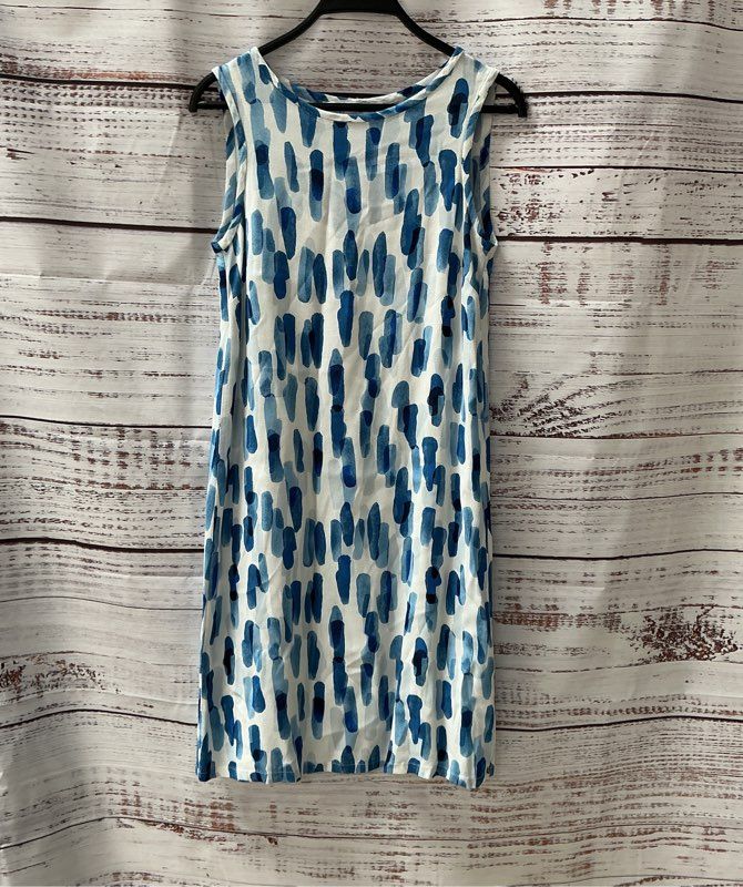 Women's Ottod'Ame Blue and White Watercolor Print Dress Size 4 Retail $160
