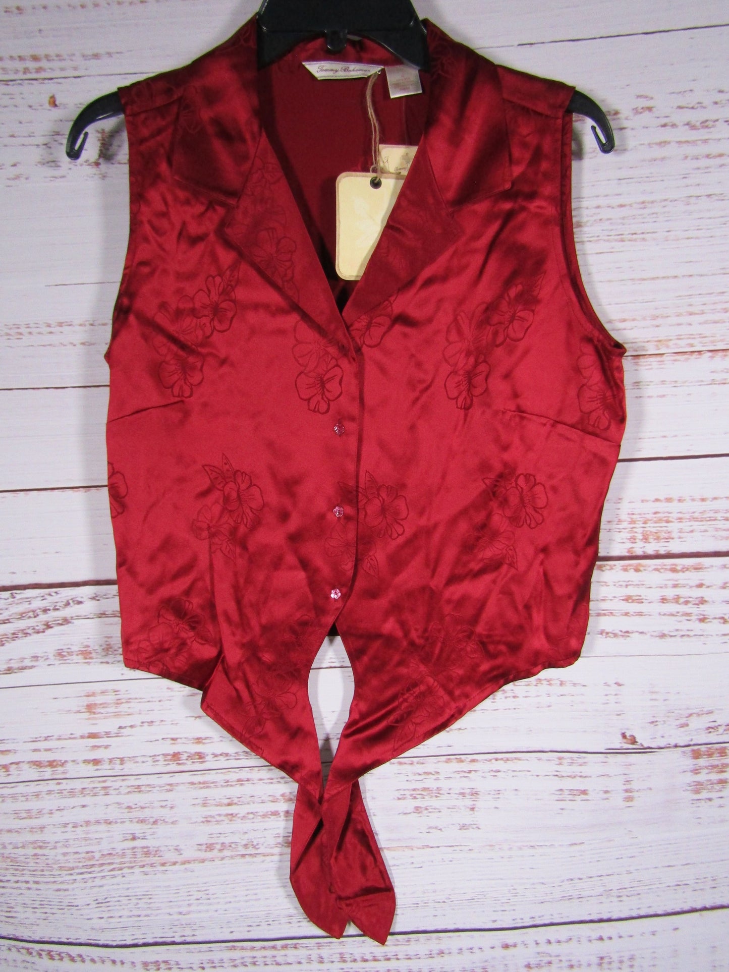 Tommy Bahama Hibiscus Holiday Women's Floral Silk Tie Top Blouse Size 10