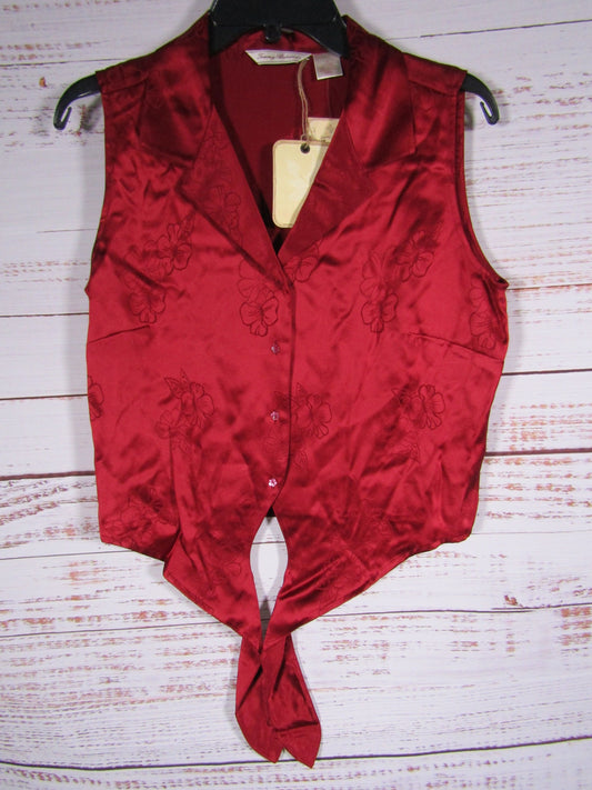 Tommy Bahama Hibiscus Holiday Women's Floral Silk Tie Top Blouse Size 10