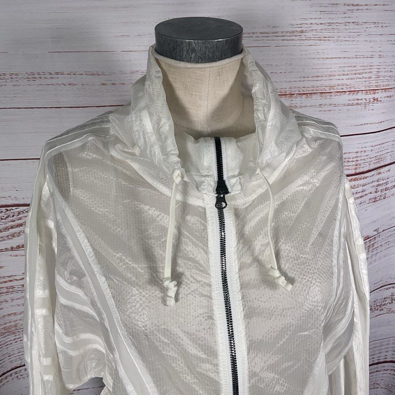 Alo Yoga Stitch Jacket White Cropped Breathable Mesh Detail Windbreaker Size M