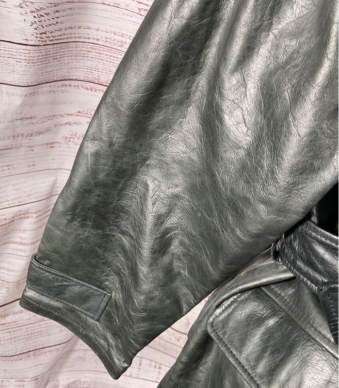 Armani Exchange Vintage Leather Belted Coat Black L