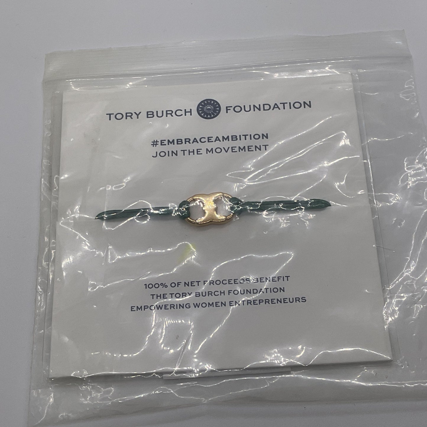 NEW TORY BURCH Embrace Ambition Gold Tone Cord Bracelet