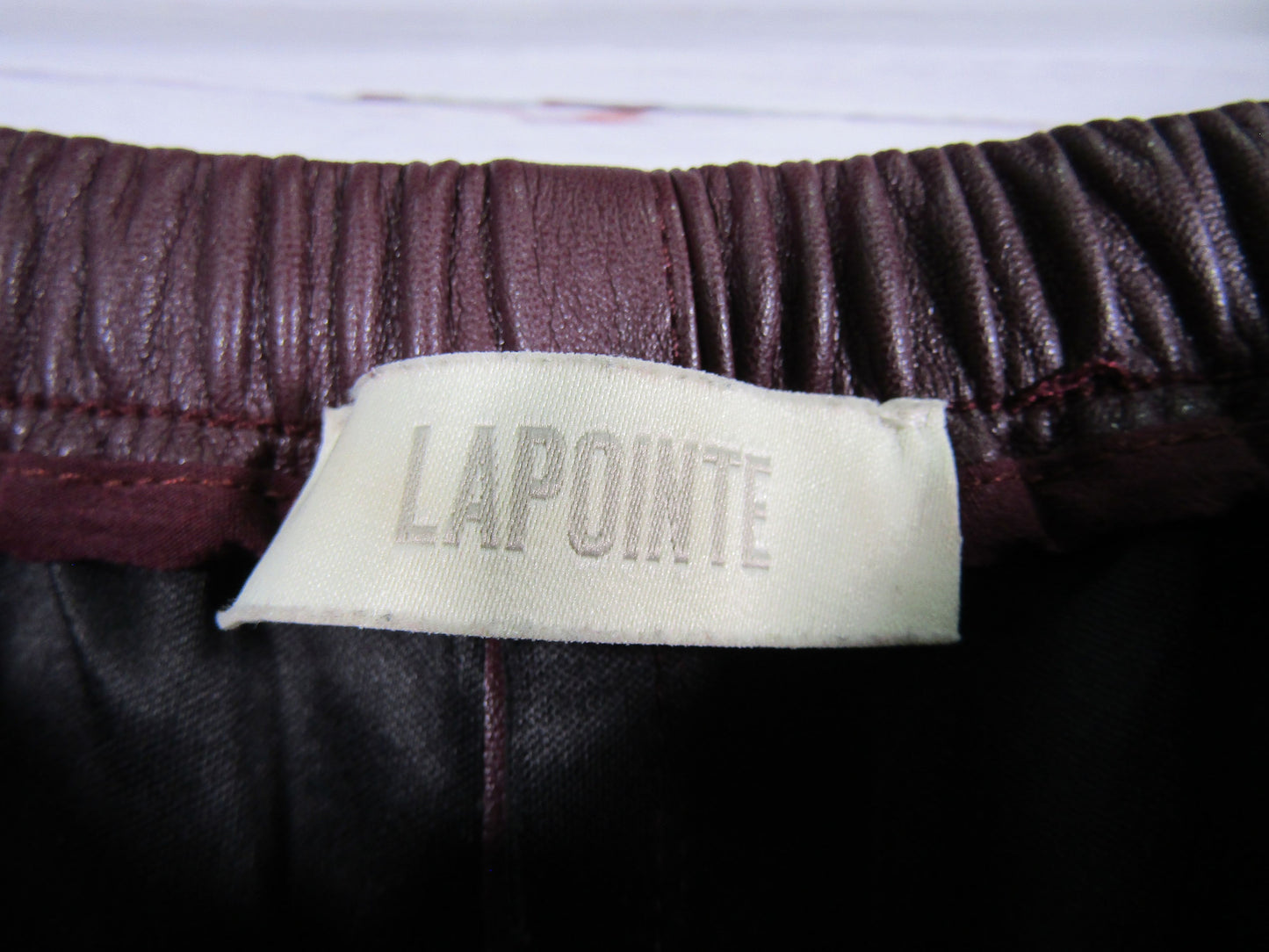 Lapointe Women's Plum Faux Leather Drawstring Wide Leg Pants Size S