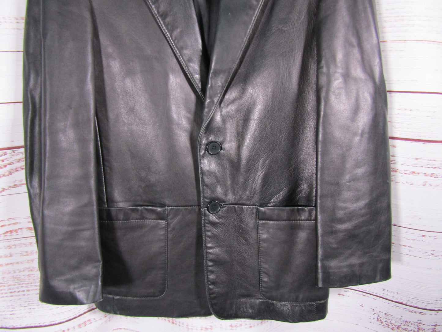 Danier Men's Black Leather Blazer Jacket Size 36 - 38 Made in Canada
