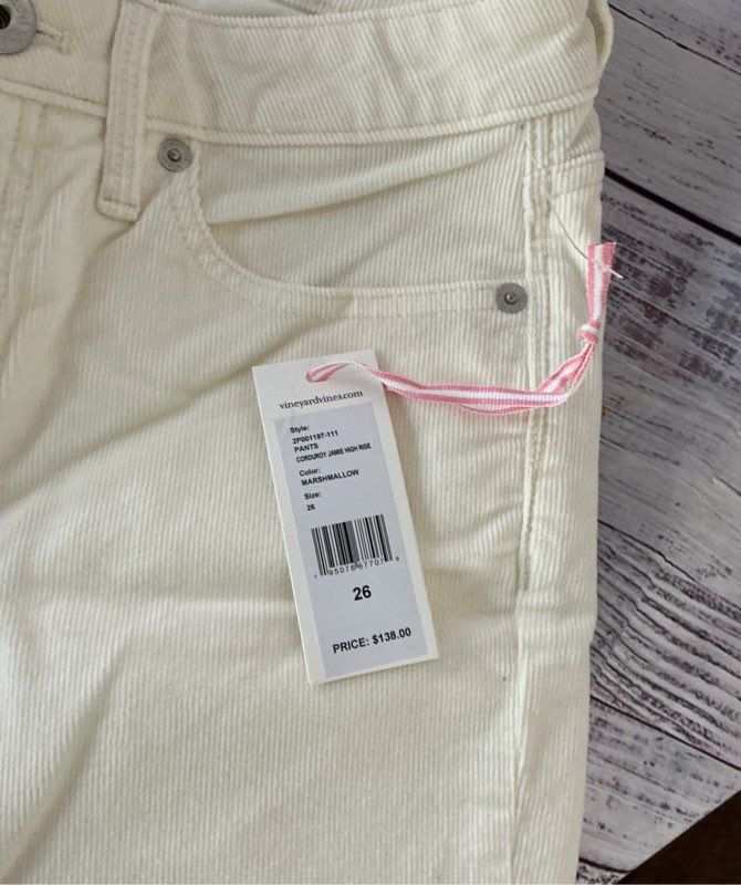 NWT Women's Vineyard Vines Off White Corduroy Skinny Jeans Size 26