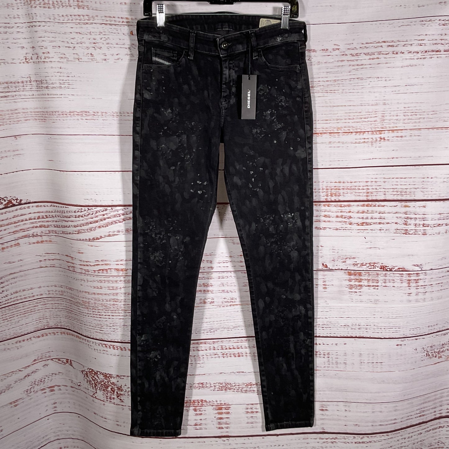 NWT DIESEL Slandy Women's Black Distressed Stretch Skinny Jeans- SZ 31W x 32L