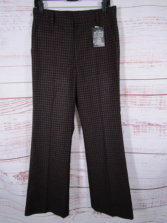 Marc Jacobs Women's Brown Wool Gingham Trouser Pants Size 4 Made in The U.S.A.