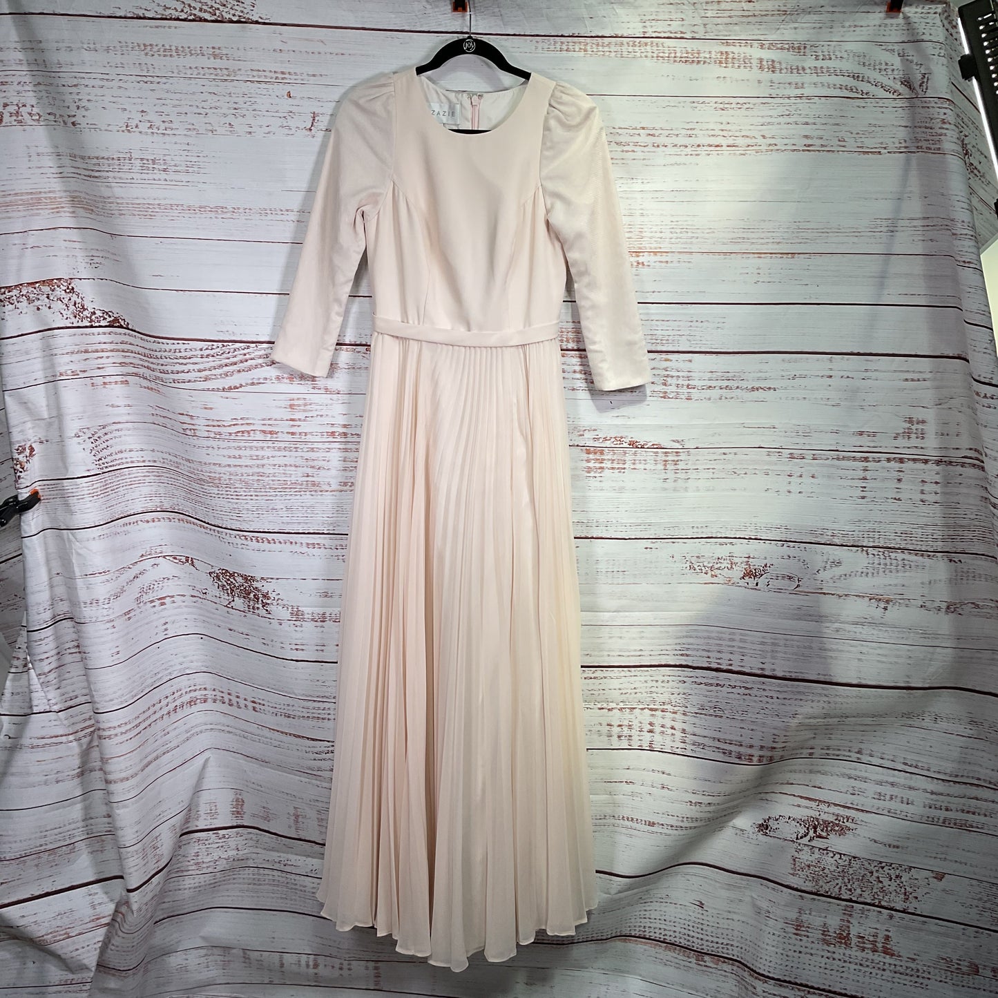 Azazie Light Pink Mid Sleeved Formal Long Dress - Size A6