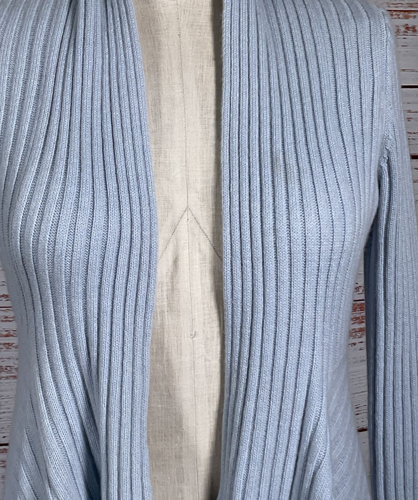 Autumn Cashmere Rib Drape Open Front Cardigan Blue XS