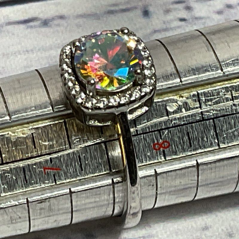 Set of 2 Sterling Silver Rhinestone SZ 7.75 & 10.75 Rings- 5.30g