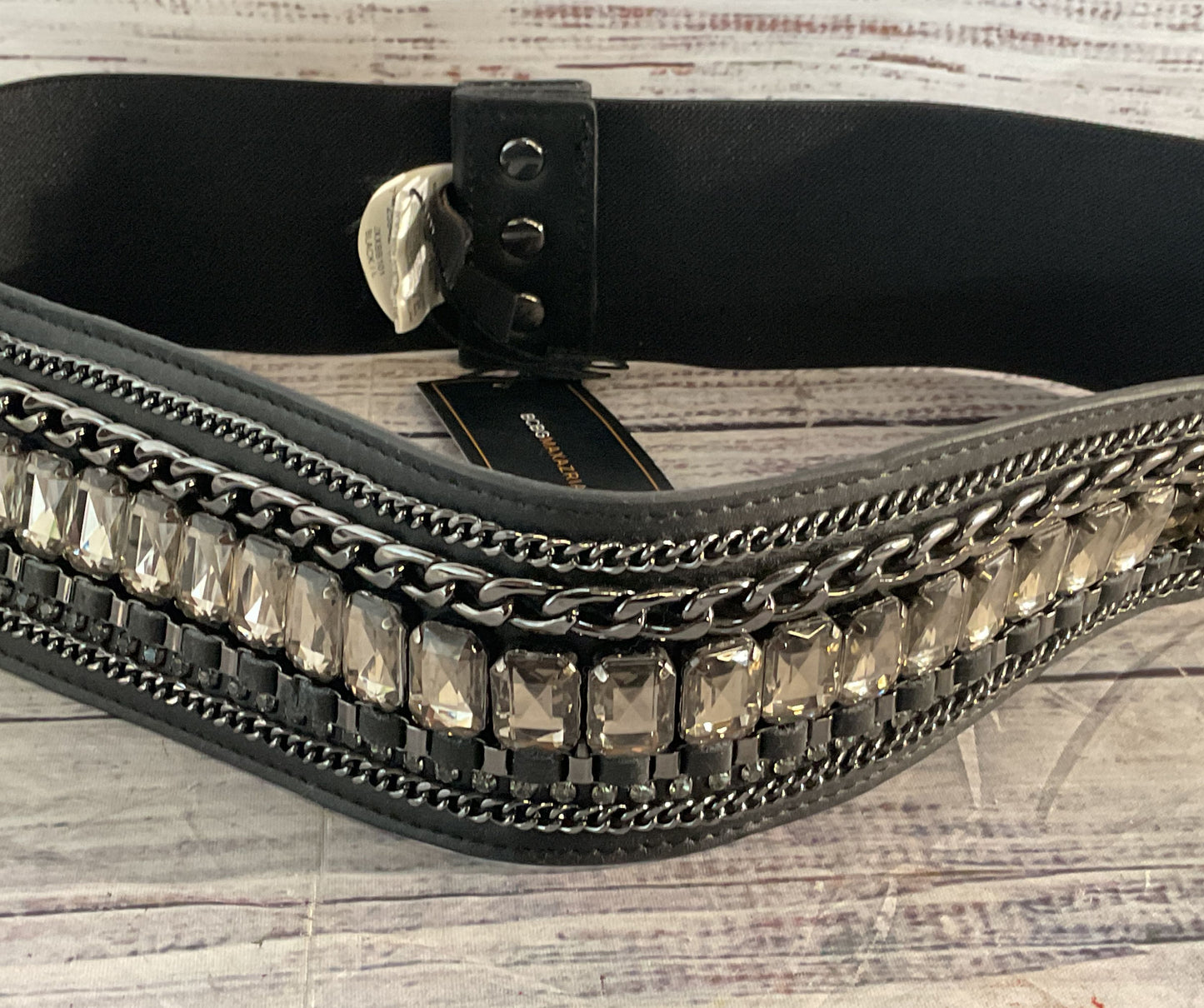 BCBG Embellished Stretch Belt Black Large