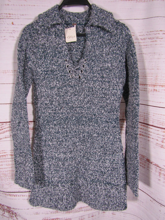 Free People Milena Women's Blue Cotton Wool Blend Mini Sweater Dress Size S
