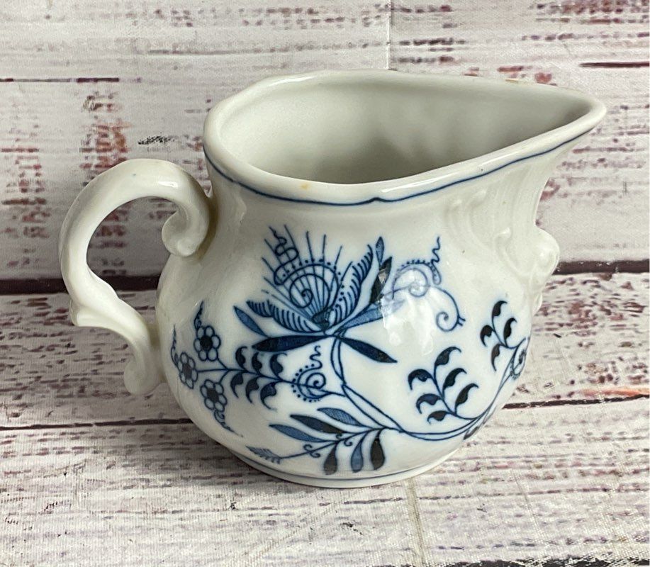 Blue Danube Blue Onion Pattern Porcelain Cup Saucer Creamer Set Blue White