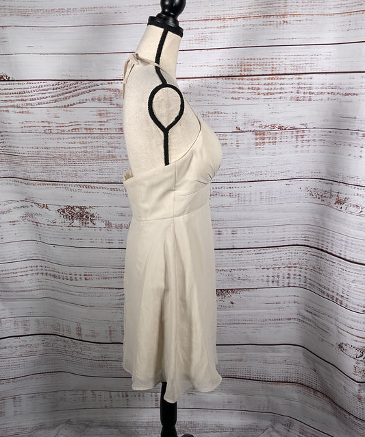 Azazie Button Detail Halter Top Dress Natural A8