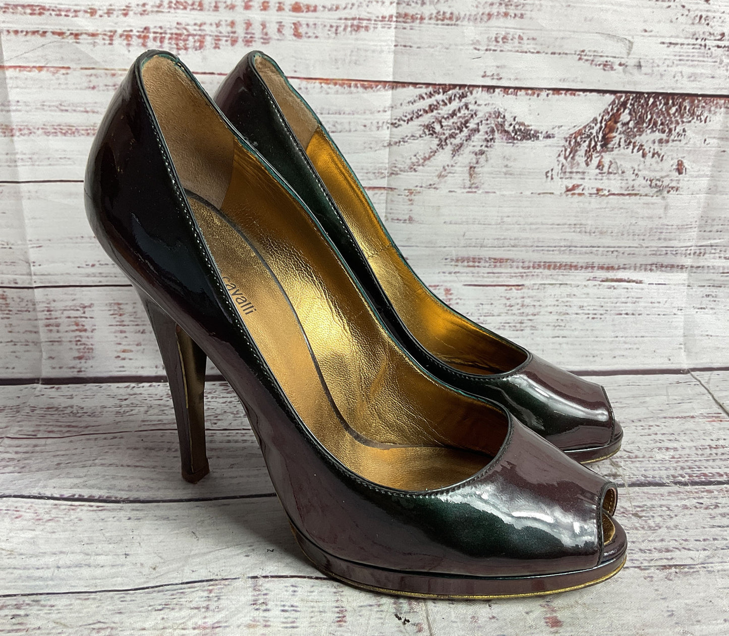 Roberto Cavalli Iridescent Patent Leather Platform Multicolor 38