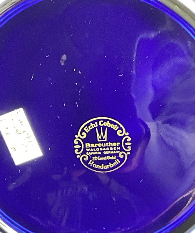Bareuther Waldsassen Echt Vintage 22K Gold Germany Lot of 3 Salad Plates Cobalt