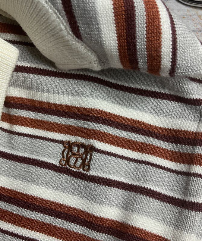 De Rococo Striped Sleeveless Knit Turtleneck Top Multicolor XS