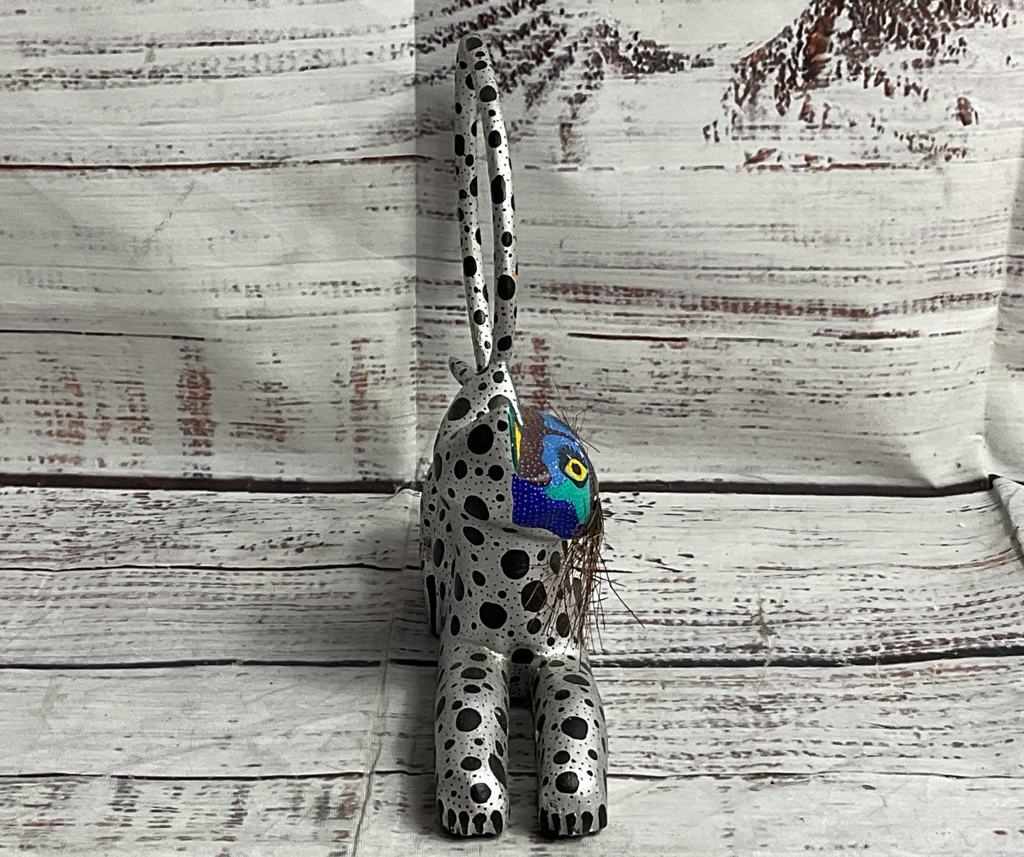 Luis Sosa Calvo Alebrije Wood Carved Cat Figurine Multicolor