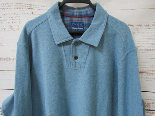 Tommy Bahama Las Arias Men's Light Blue Sweatshirt Long Sleeve Polo Size XL