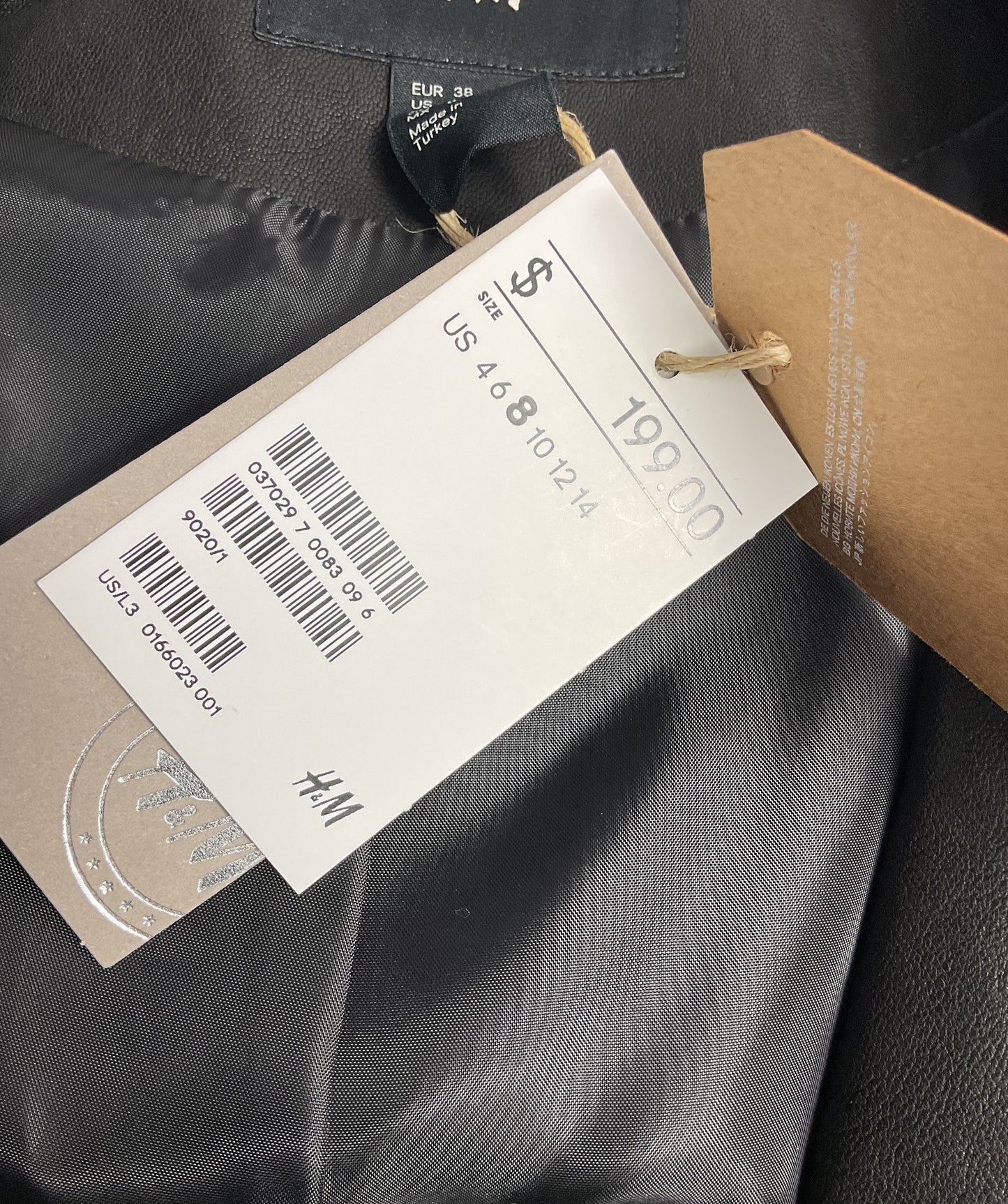 H&M New Icons Biker Leather Jacket Black 8