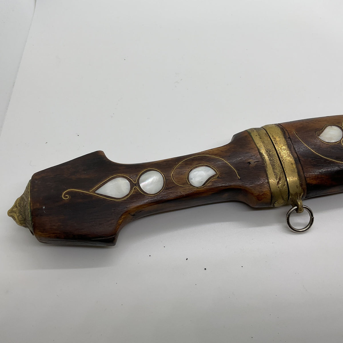 VTG./ANTIQUE Wood Curved Mother of Pearl Inlay Ottoman Style Dagger- 15"