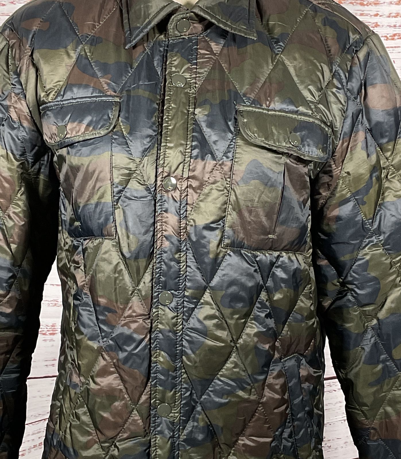 Scotch & Soda Camo Print Quilted Jacket Green L