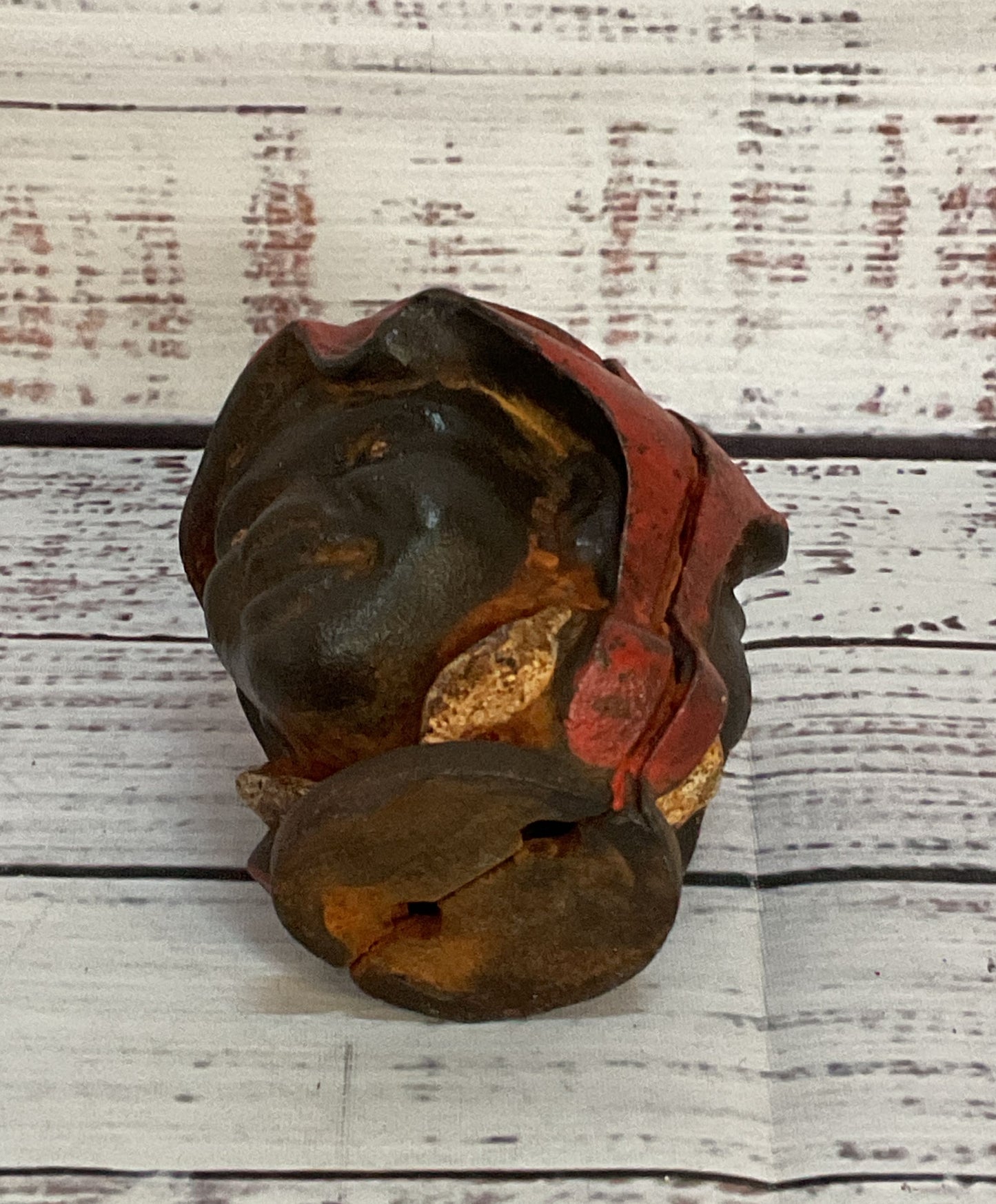 Vintage Double Face Cast Iron Piggy Bank