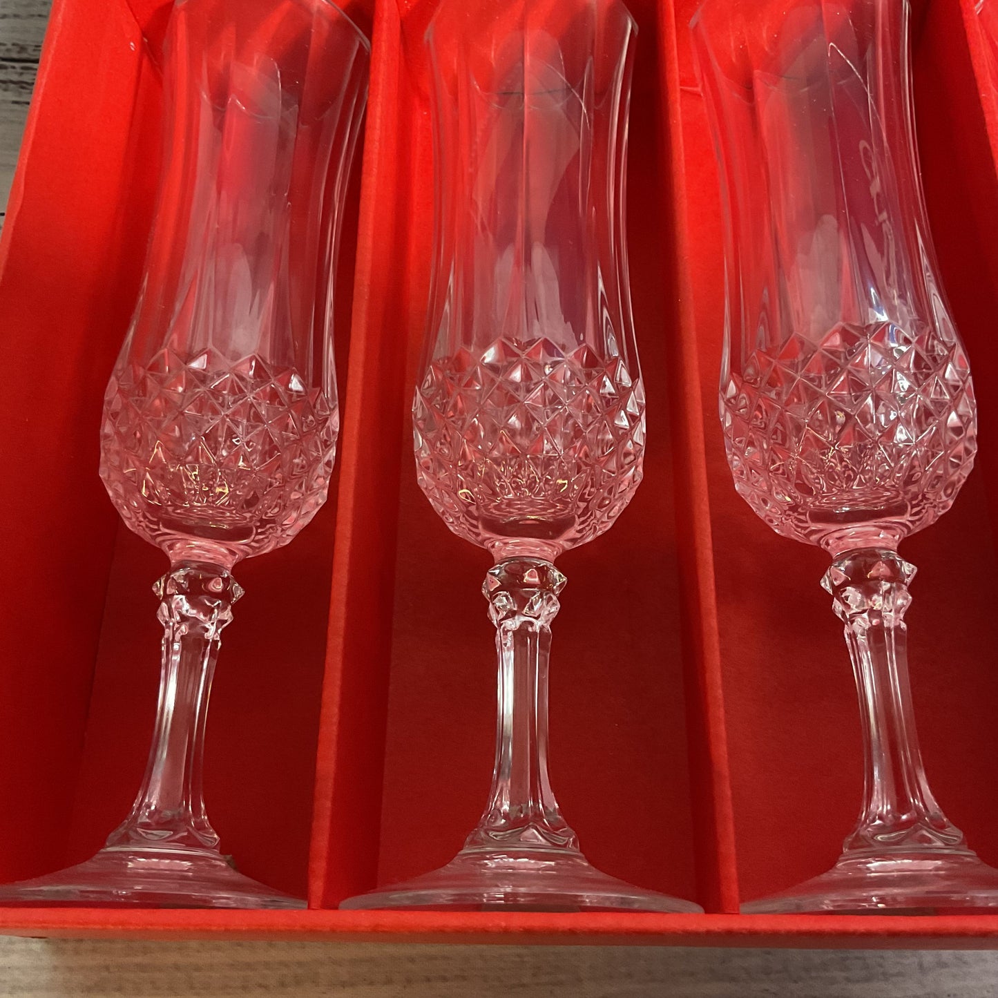Set of 6 Crystal D'Arques 8" Champagne Crystal Flute Glassware