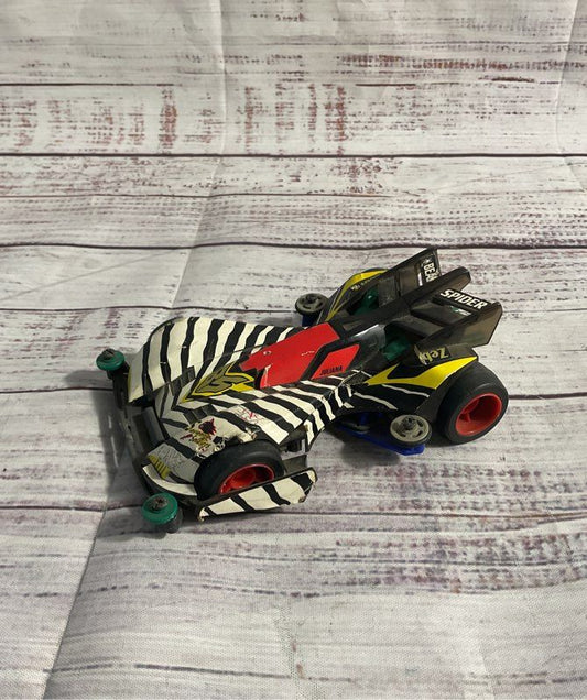 Vintage 1997 Use Built Tamiya 1/32 Mini 4wd 19422 Beak Spider Zebra AS IS