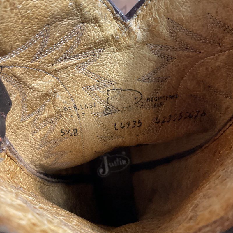 VTG. Justin L4935 Brown Leather Wingtip Western Cowboy Boot Women's Size 5.5